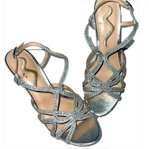 Silver Nina Rhinestone Sandals Size 7.5